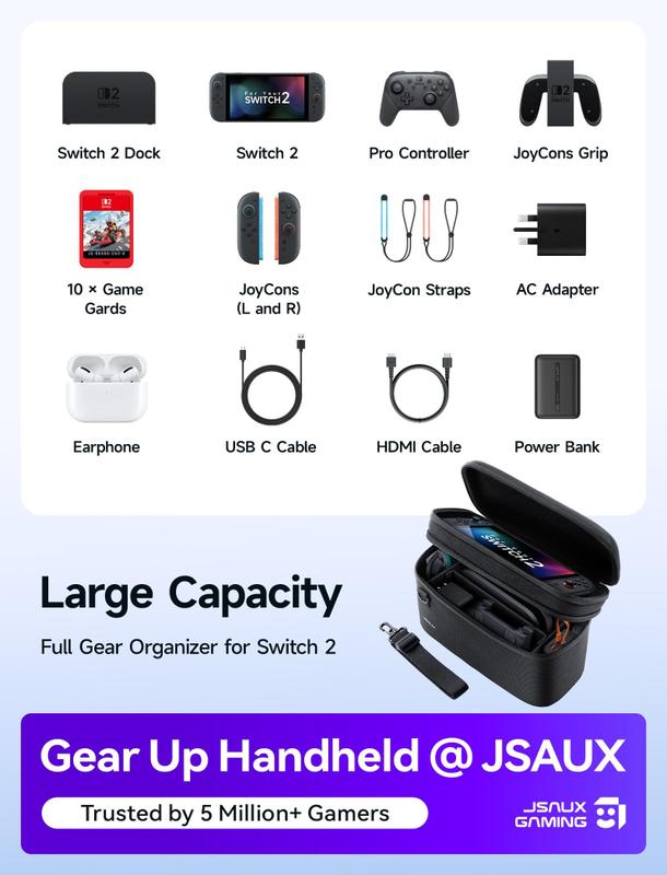 Bolsa de transporte JSAUX All-in-One para Nintendo Switch 2